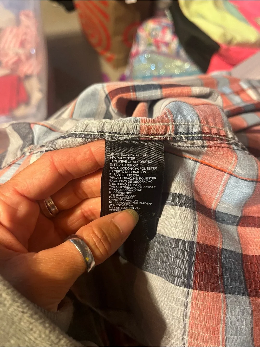 The North Face Men's Plaid Button-Down Shirt in Navy, Coral and Light Blue